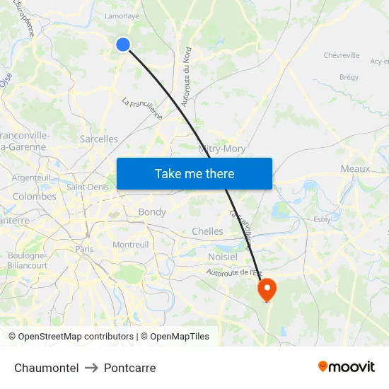 Chaumontel to Pontcarre map