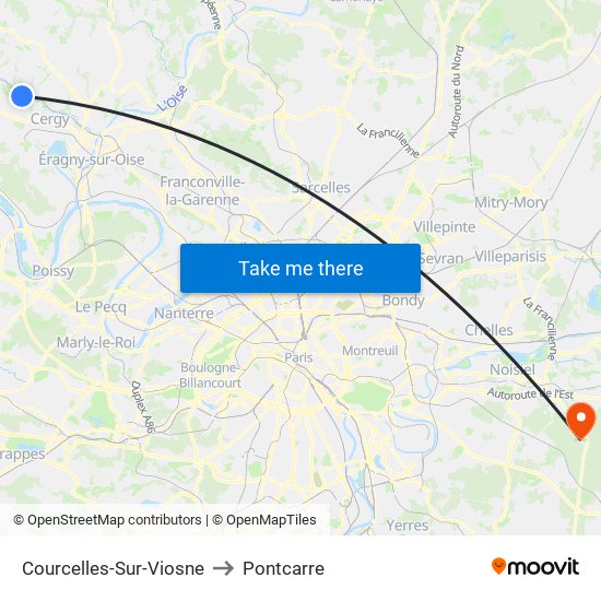 Courcelles-Sur-Viosne to Pontcarre map