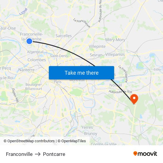 Franconville to Pontcarre map