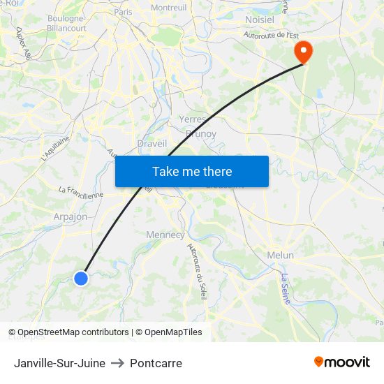 Janville-Sur-Juine to Pontcarre map