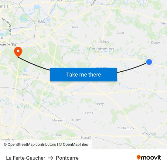 La Ferte-Gaucher to Pontcarre map