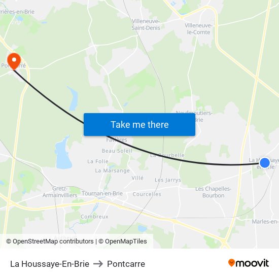 La Houssaye-En-Brie to Pontcarre map