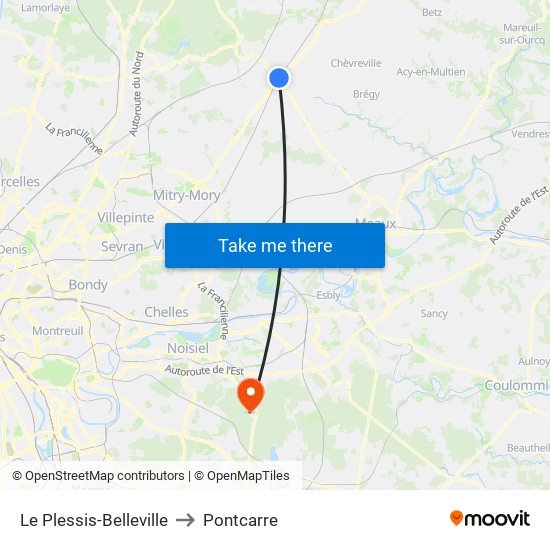 Le Plessis-Belleville to Pontcarre map