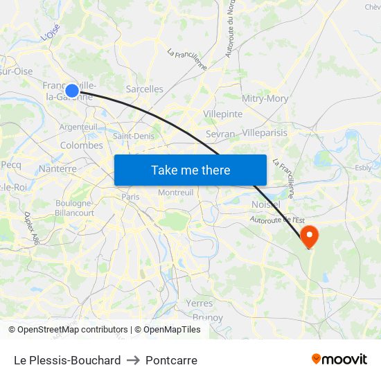 Le Plessis-Bouchard to Pontcarre map