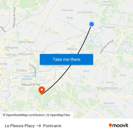 Le Plessis-Placy to Pontcarre map