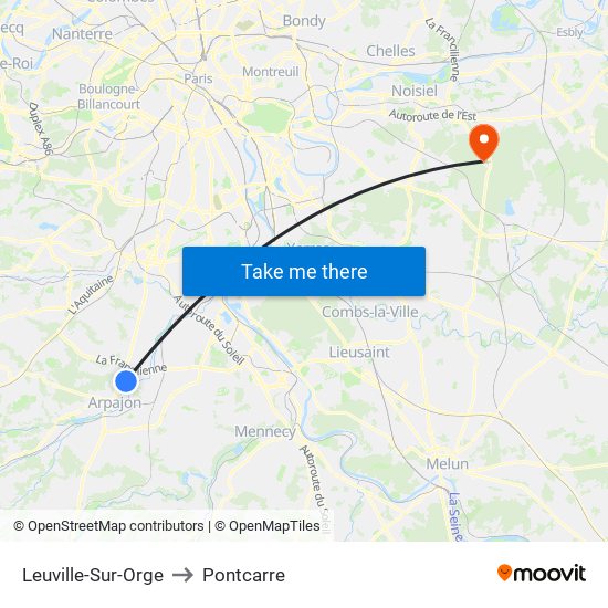 Leuville-Sur-Orge to Pontcarre map