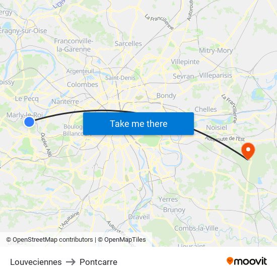 Louveciennes to Pontcarre map