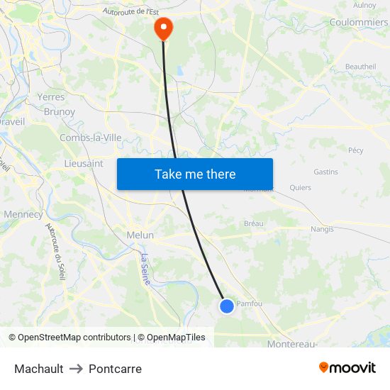 Machault to Pontcarre map