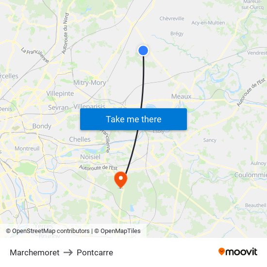 Marchemoret to Pontcarre map