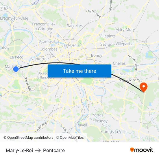 Marly-Le-Roi to Pontcarre map