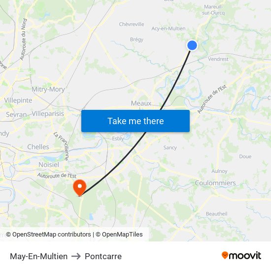 May-En-Multien to Pontcarre map