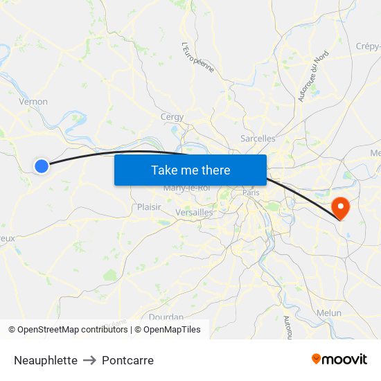 Neauphlette to Pontcarre map