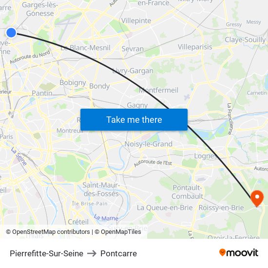 Pierrefitte-Sur-Seine to Pontcarre map