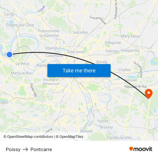 Poissy to Pontcarre map