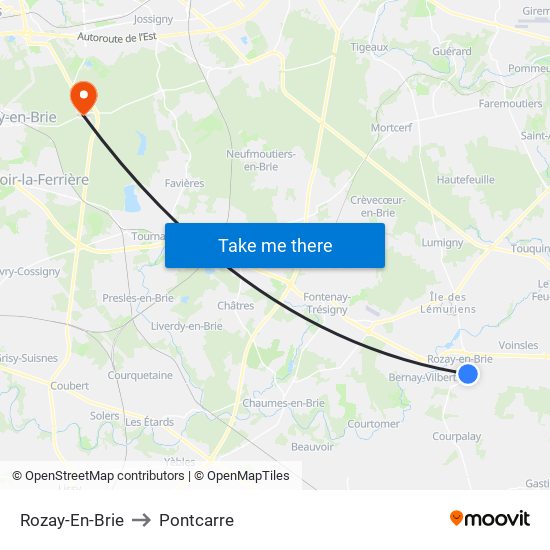 Rozay-En-Brie to Pontcarre map