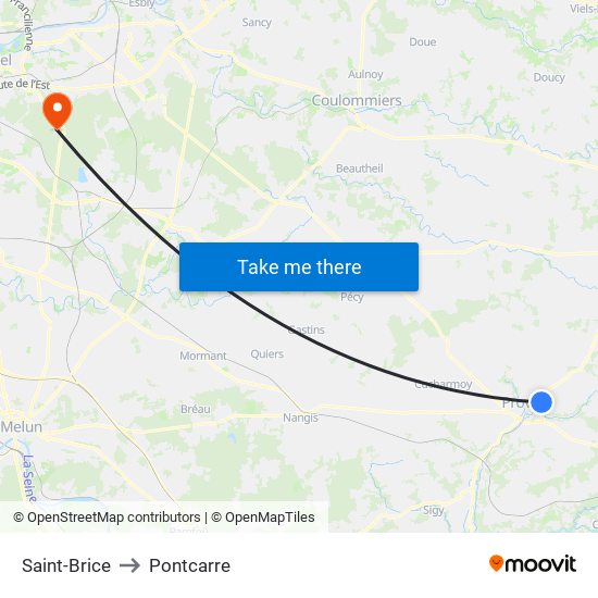 Saint-Brice to Pontcarre map