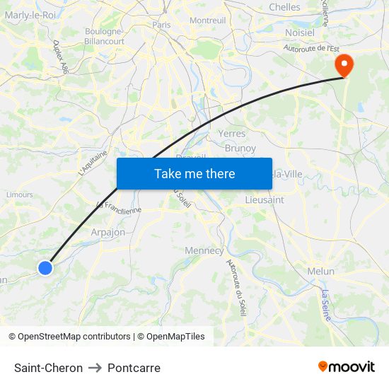Saint-Cheron to Pontcarre map