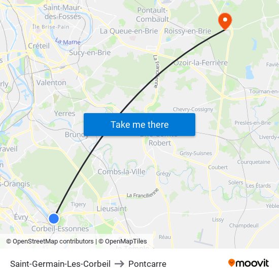 Saint-Germain-Les-Corbeil to Pontcarre map
