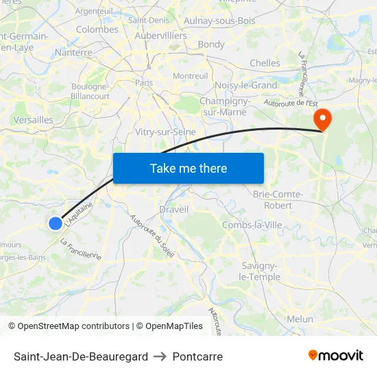 Saint-Jean-De-Beauregard to Pontcarre map