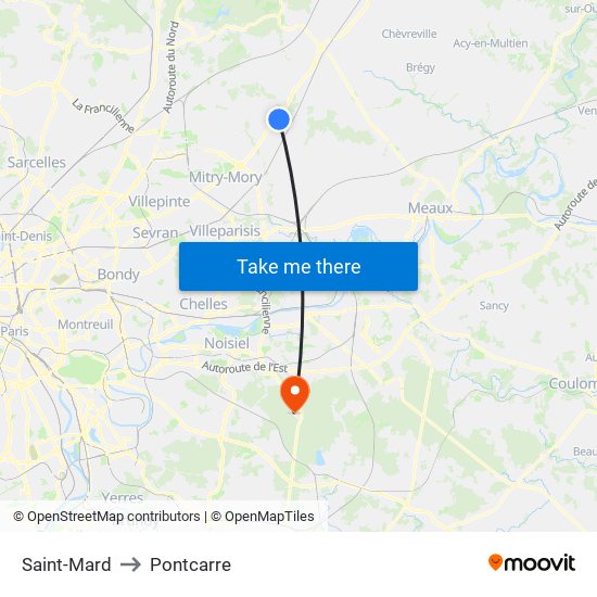 Saint-Mard to Pontcarre map