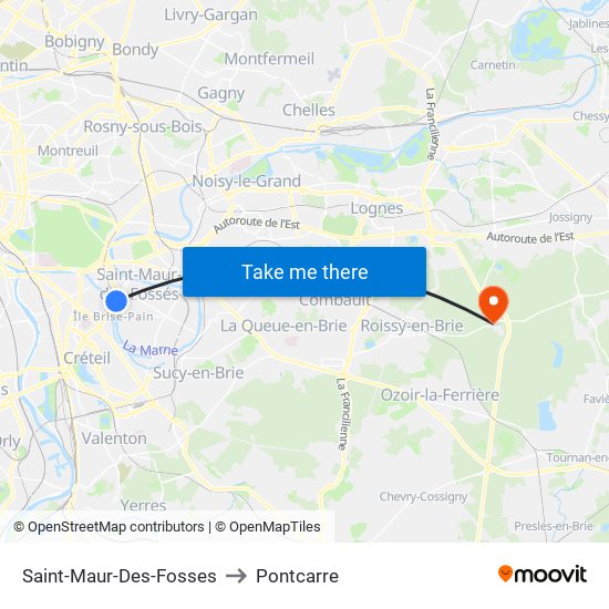Saint-Maur-Des-Fosses to Pontcarre map