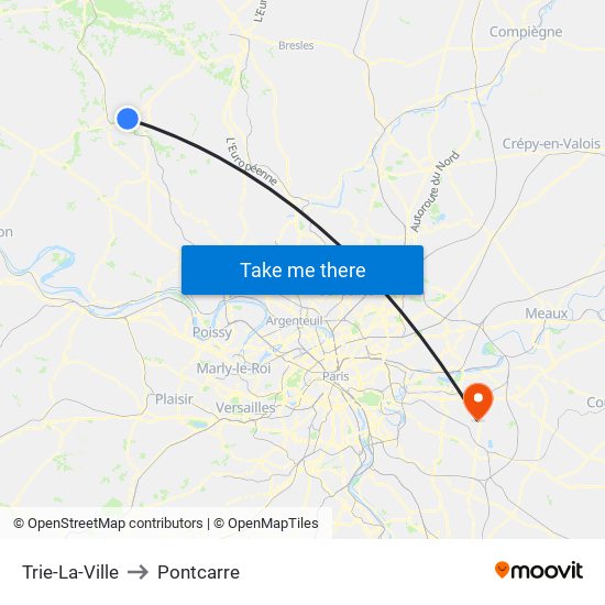 Trie-La-Ville to Pontcarre map
