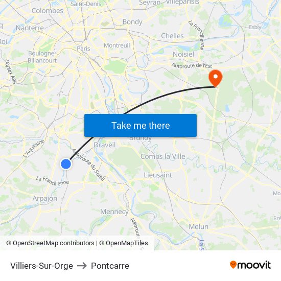 Villiers-Sur-Orge to Pontcarre map