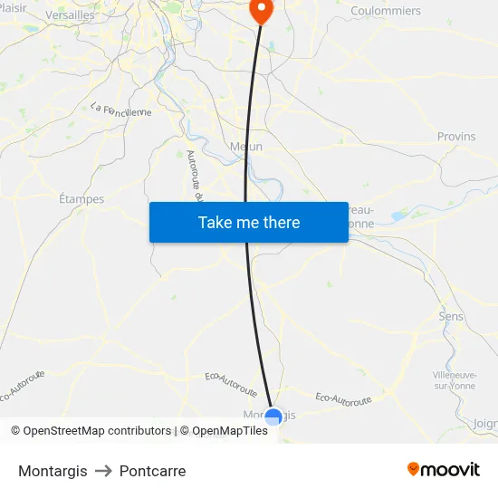 Montargis to Pontcarre map