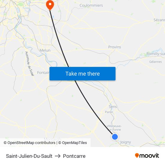 Saint-Julien-Du-Sault to Pontcarre map