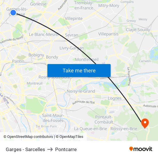 Garges - Sarcelles to Pontcarre map