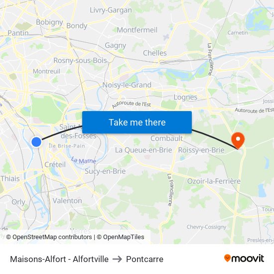 Maisons-Alfort - Alfortville to Pontcarre map