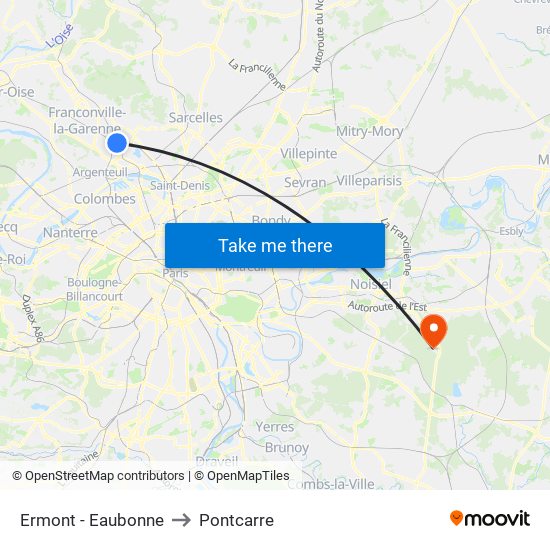 Ermont - Eaubonne to Pontcarre map