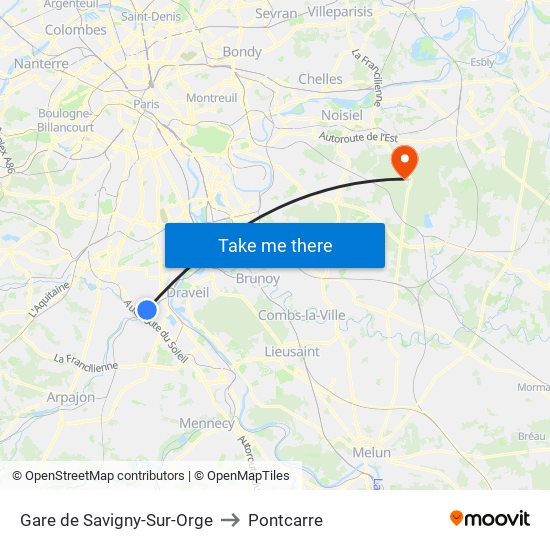Gare de Savigny-Sur-Orge to Pontcarre map