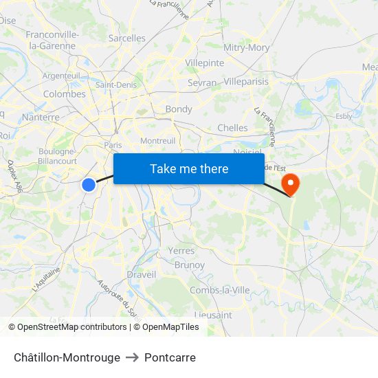 Châtillon-Montrouge to Pontcarre map