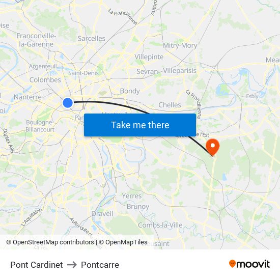 Pont Cardinet to Pontcarre map