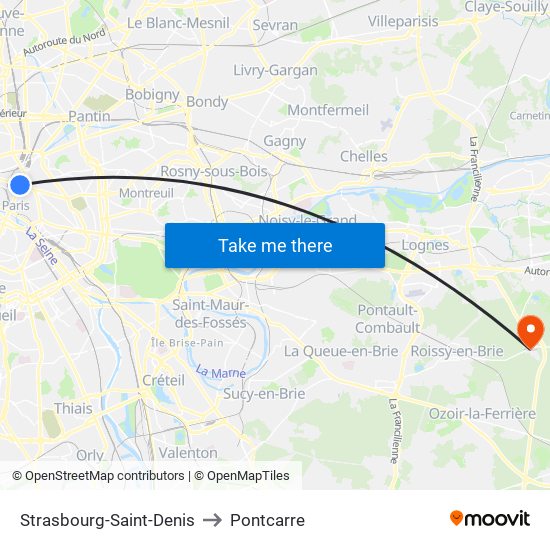 Strasbourg-Saint-Denis to Pontcarre map