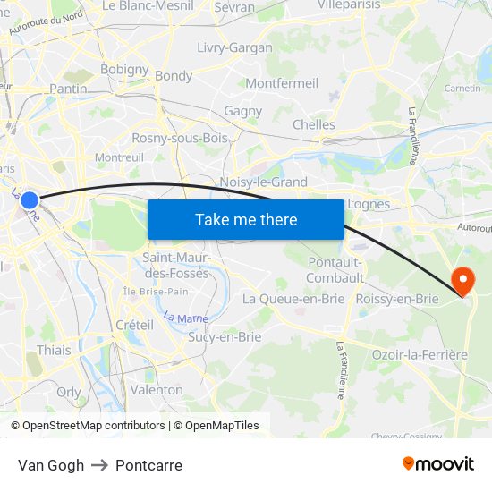 Van Gogh to Pontcarre map