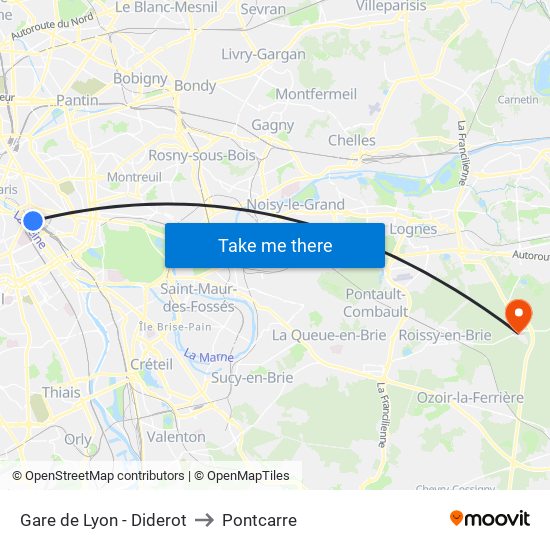 Gare de Lyon - Diderot to Pontcarre map