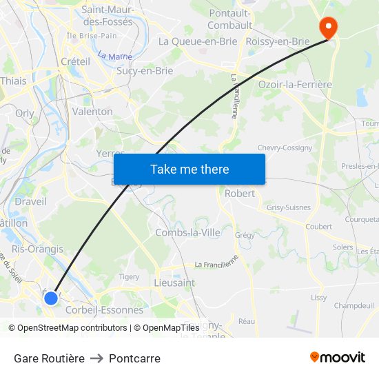 Gare Routière to Pontcarre map