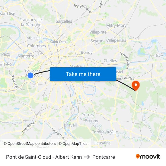 Pont de Saint-Cloud - Albert Kahn to Pontcarre map
