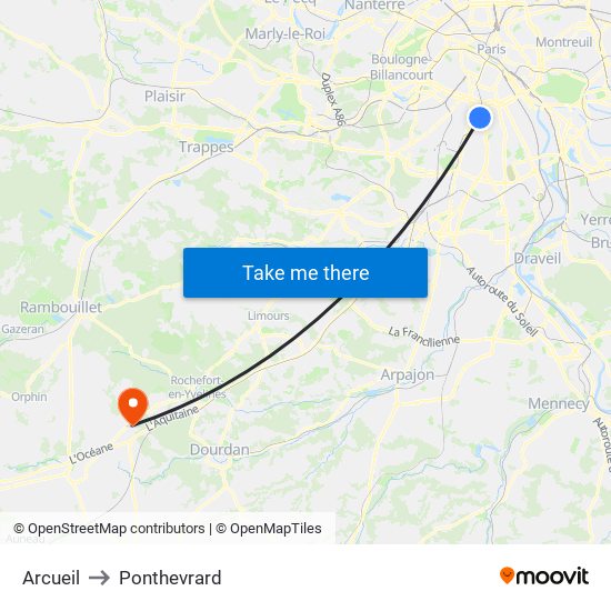 Arcueil to Ponthevrard map