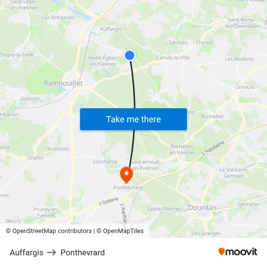 Auffargis to Ponthevrard map