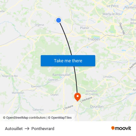 Autouillet to Ponthevrard map