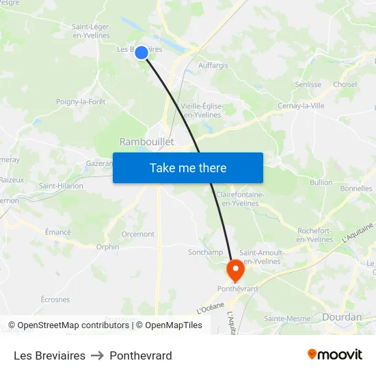Les Breviaires to Ponthevrard map