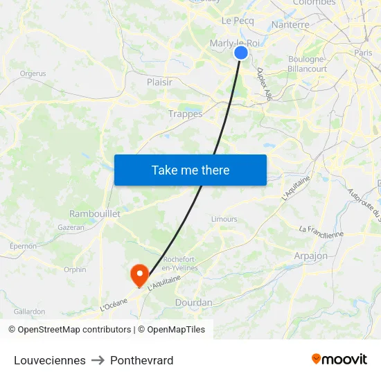 Louveciennes to Ponthevrard map