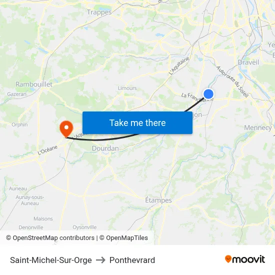 Saint-Michel-Sur-Orge to Ponthevrard map