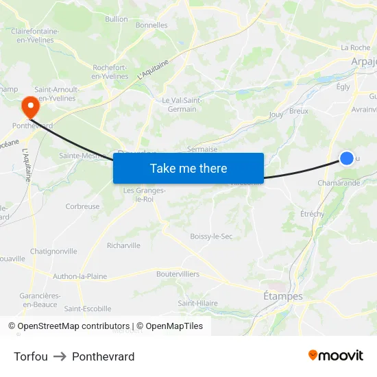 Torfou to Ponthevrard map