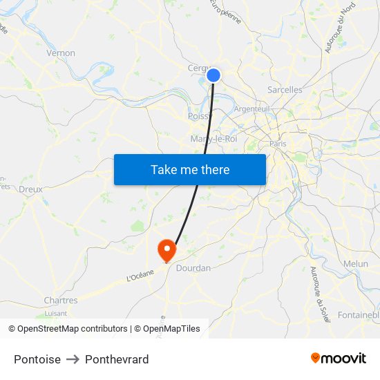 Pontoise to Ponthevrard map