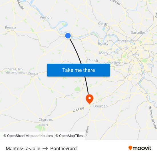 Mantes-La-Jolie to Ponthevrard map