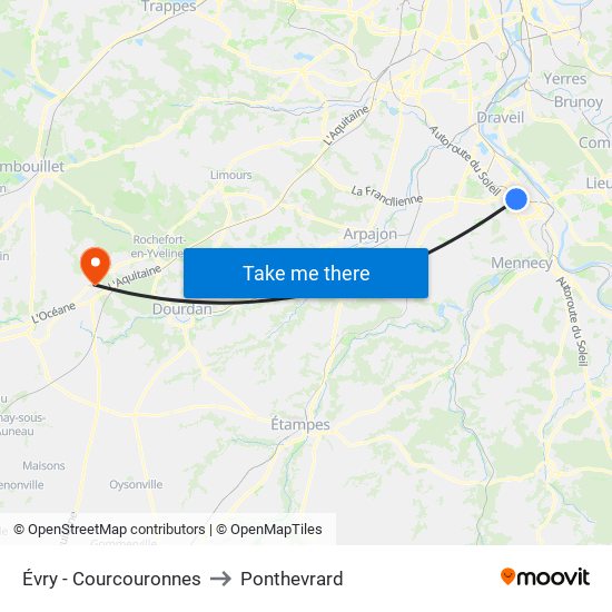 Évry - Courcouronnes to Ponthevrard map